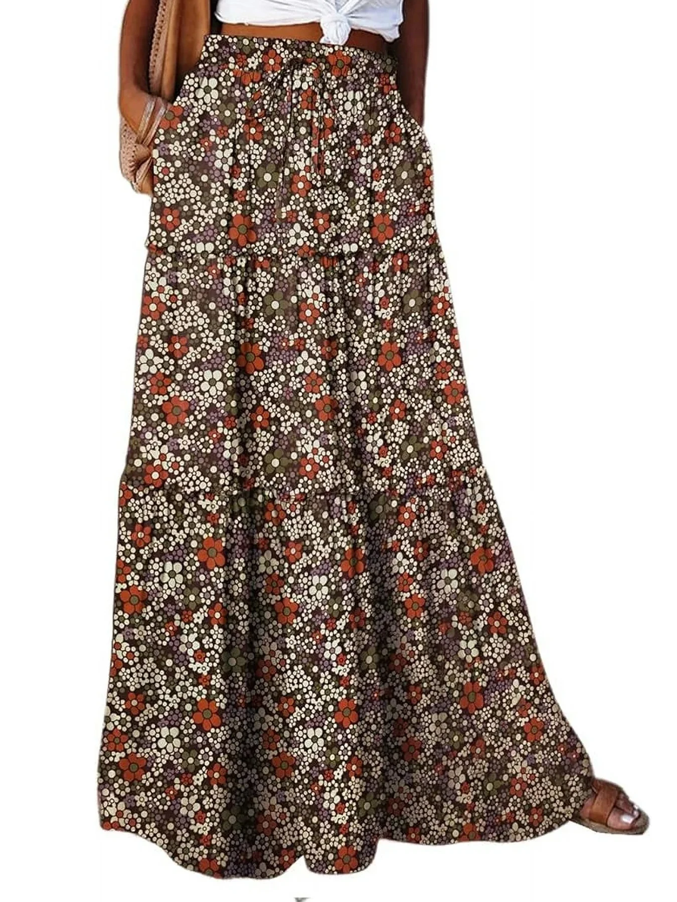 

Ladies' Beach Skirt, High Waisted Loose Half Skirt, Long Skirt, European And American Travel Floral Skirt