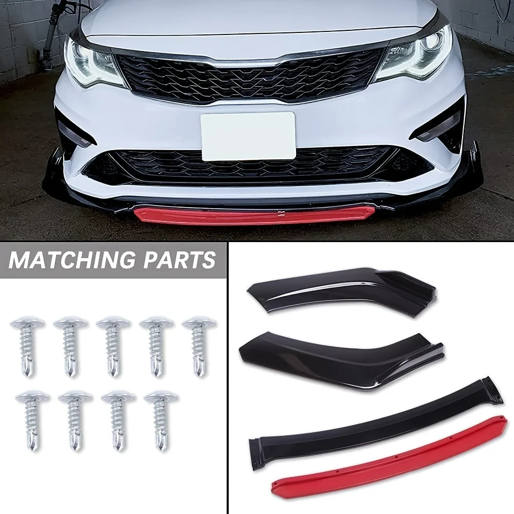 1set Car Three-Section Front Bumper Set Universal Front Bumper Lip Body Kit Splitter Spoiler Diffuser Protector Car Accessories