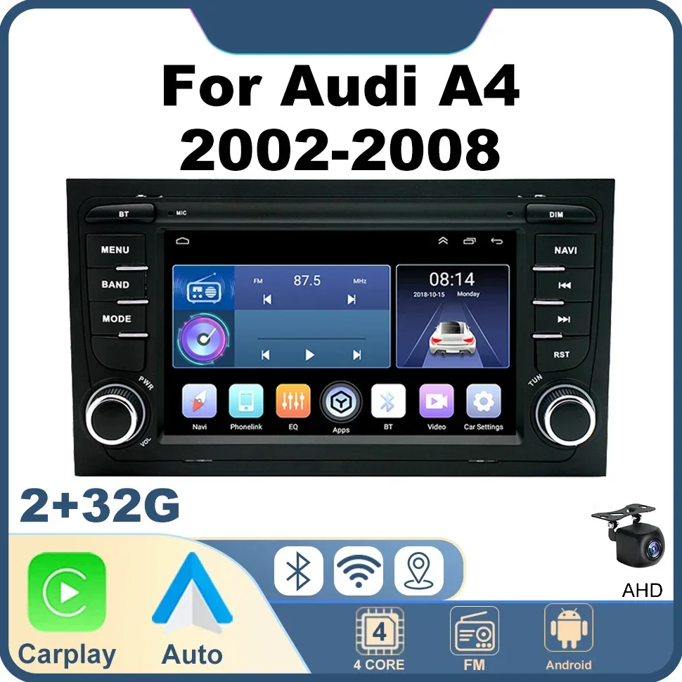 Wireless Carplay Autoradio Multimedia Player Car Audio Stereo Bluetooth GPS WIFI for Audi A4 2002-2008 2 Din Car Radio 7 Inch