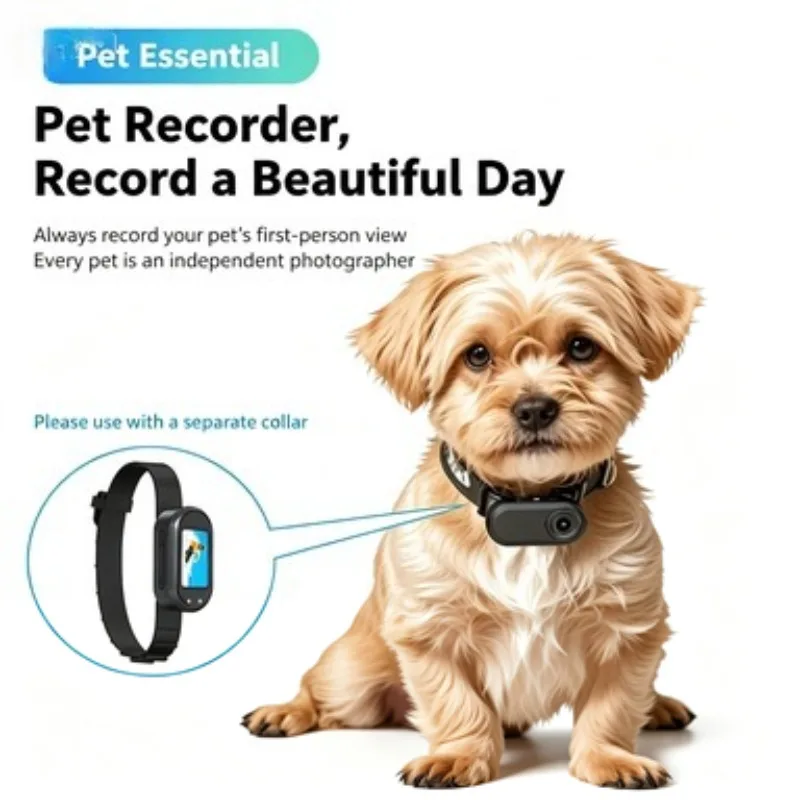 ZONGYAN Pet Collar Camera First View Video Recorder HD Anti Shake Wide Angle Vlog Cam For Dog Cat Outdoor Walking