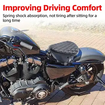 1組摩托車復古PU皮革單人座椅,附3吋彈簧支架,適用於哈雷訂製Chopper、Sportster、Bobber、本田、雅馬哈 10 最佳銷售 鮑伯座椅 - №6