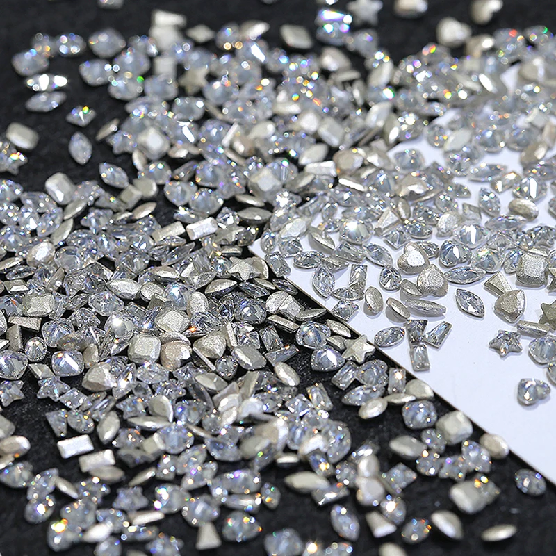 50Pcs/set Mini Heart Flat Bottom Nail Rhinestones Glitter Crystal Nail Decorations DIY Material Nail Art Charm Accessories