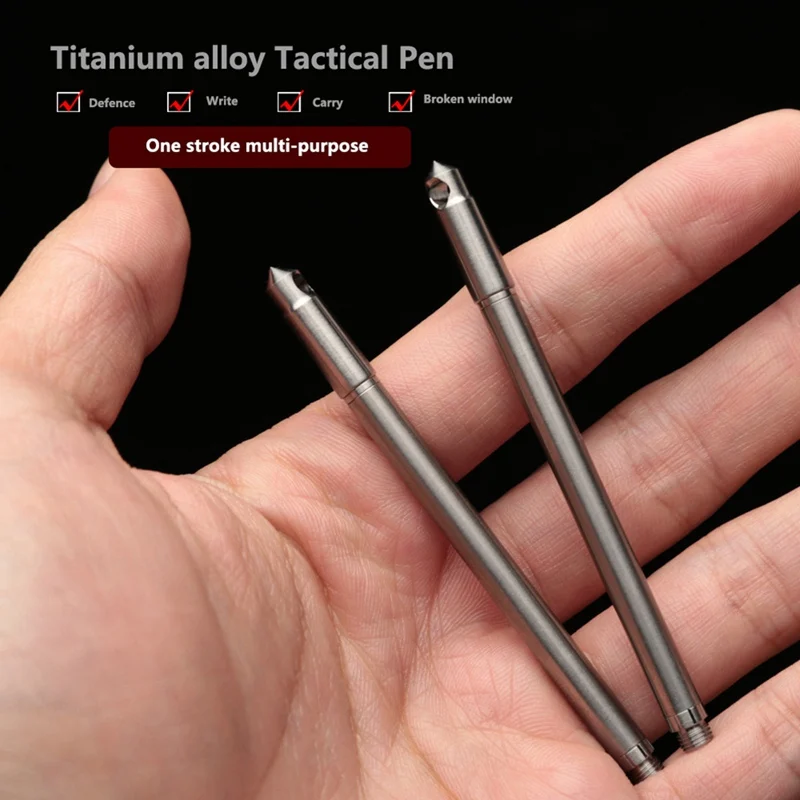 Mini Titanium Pen Camping Durable Light Weight EDC Pen Window Breaker Portable Outdoor Tool