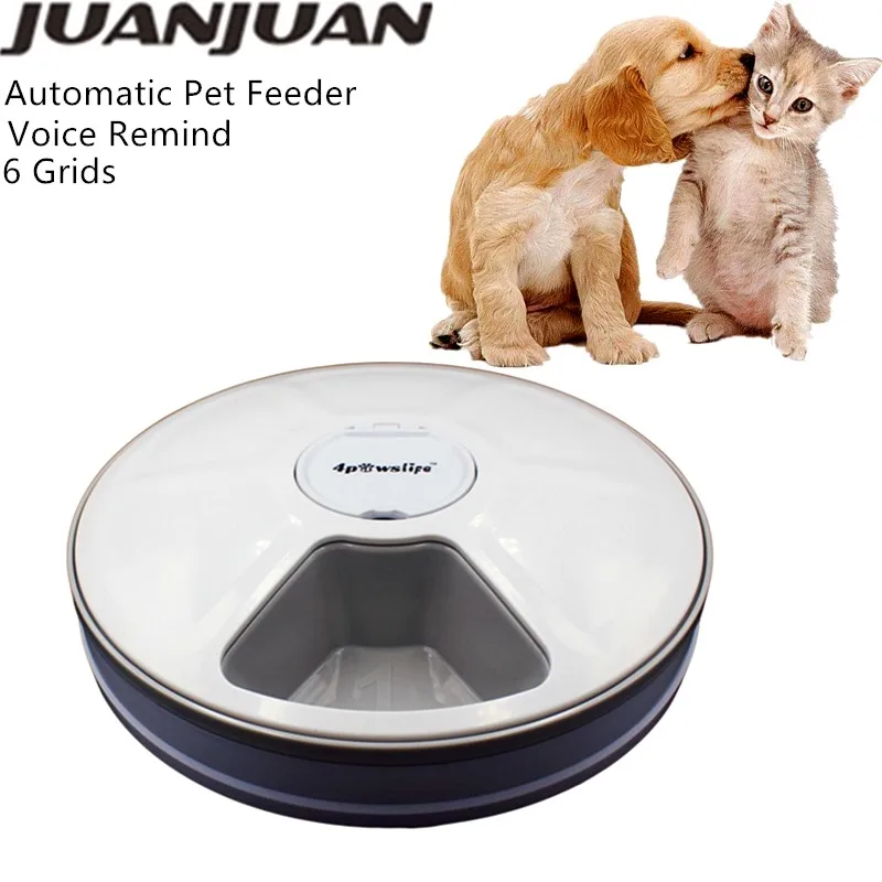 Automatic Pet Feeder Dry Food Dispenser Dog Feeders Cat Dispenser With Voice Remind  6 Grids Pet Food Feed Tool 24h Timer