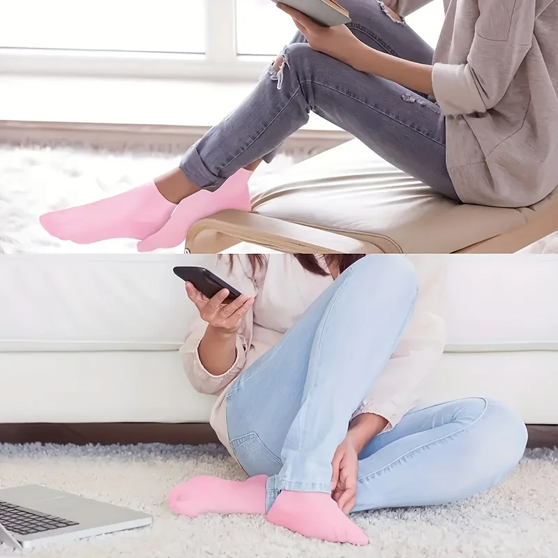 زوج واحد من الجوارب الجلية المرطبة المصنوعة من السيليكون: يغذي الأقدام الجافة والمتشققة ويترك البشرة ناعمة وناعمة. مناسبة للاستخدام المنزلي. #4