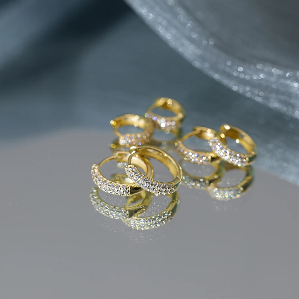 CANNER 925 Sterling Silver Circle Hoop Earrings 6mm/8mm/10mm Fashion Luxury Multi-row Classic Versatile Zircon Earrings Jewelry