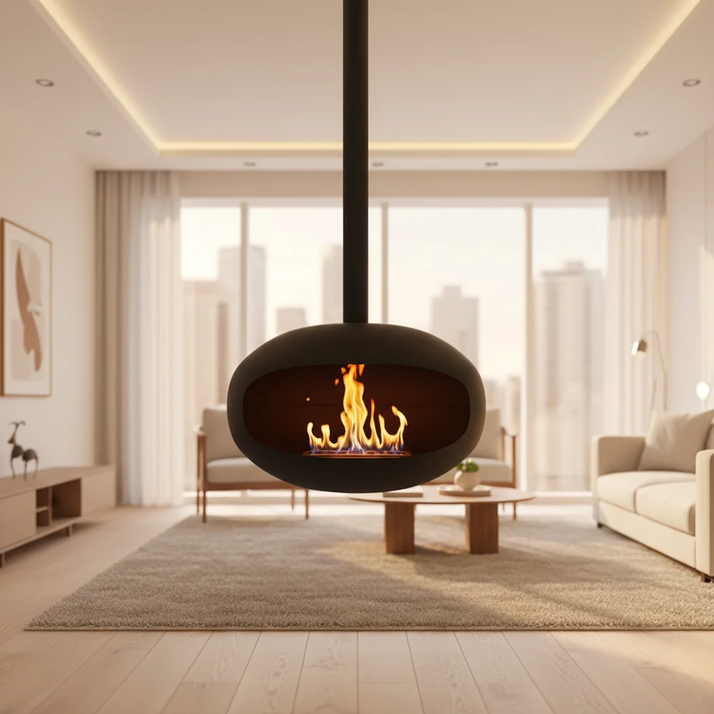 Luxury Suspended Ethanol Fireplace Ceiling Mounted Decor Stove, Eco Biofuel Decorative Ornament For Hotel Lobby