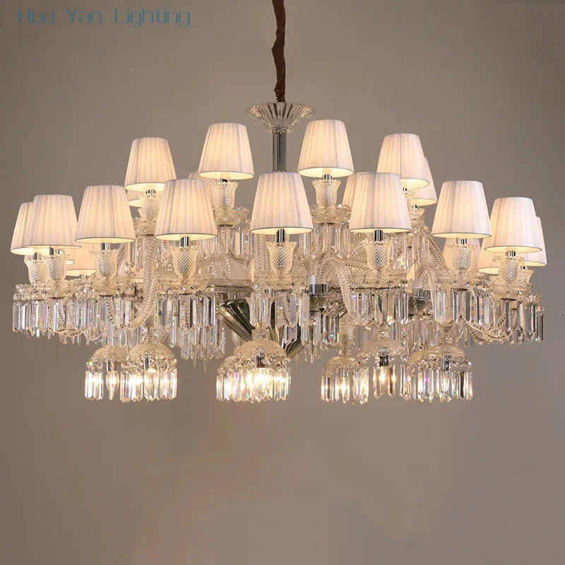 Modern Luxury Large K9 Quality Chandelier D140cm H90cm 36L Candle Style Crystal Chandelier For Living Room Villa Hotel Decration