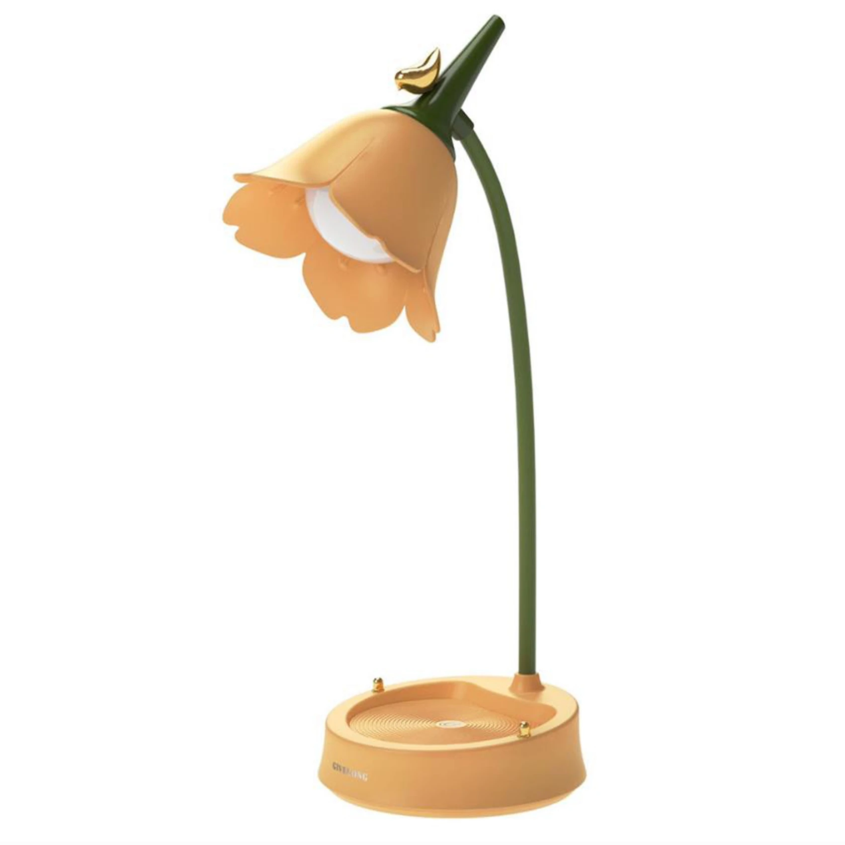 

Flower LED Desk Lamp Student Bedroom Lighting Contact Reading Eye Protection USB Flower Lampshade Table Light Yellow