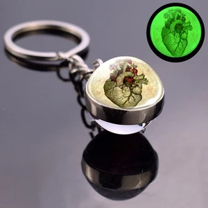 Heller Schädel Schlüsselbund Anatomie Schlüsselbund EKG Herzhirn Luminosa Edelstahlglaskugel 8 Hauptverkäufe Heart Keychain Anatomical - №5