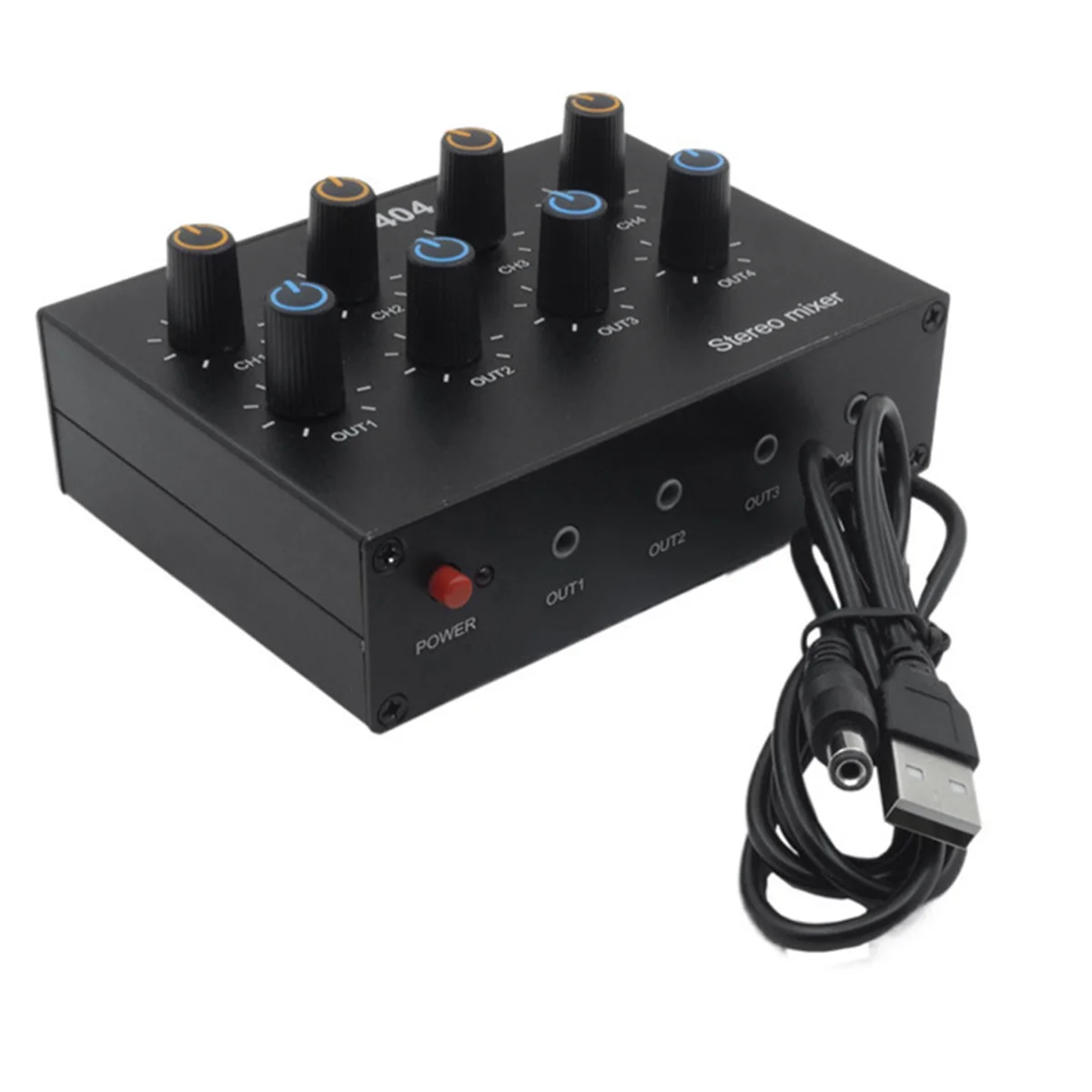 AU-404 Stereo Sound Four Multi Input Output Mixer Dual Channel Audio Music Mixing Four in Four Out