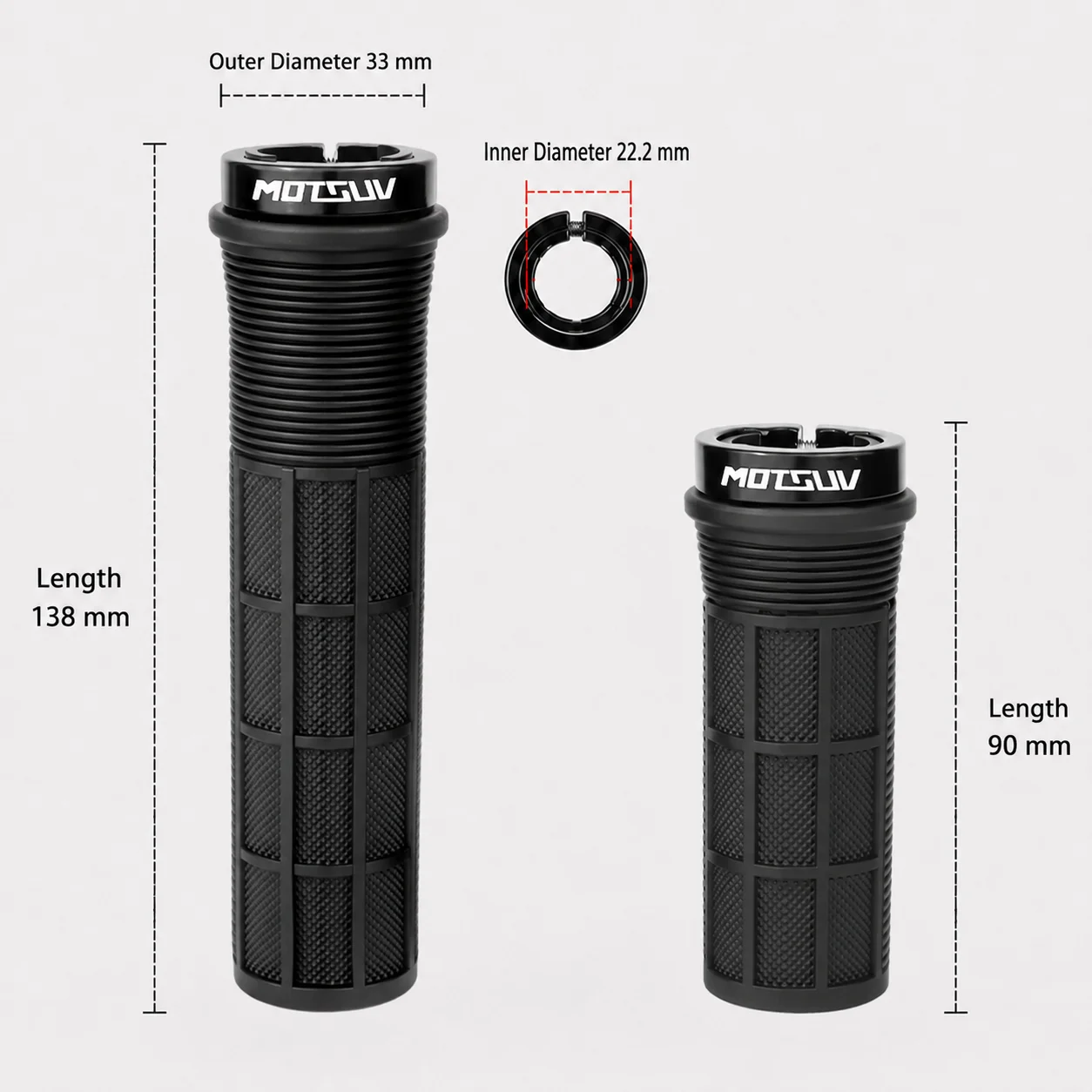 MOTSUV Mountain Bike Handlebar Grip, Long and Short Aluminum Ring, Locking Bar End, Shifter Twist Grip, Cyclist Handlebar, Foldi