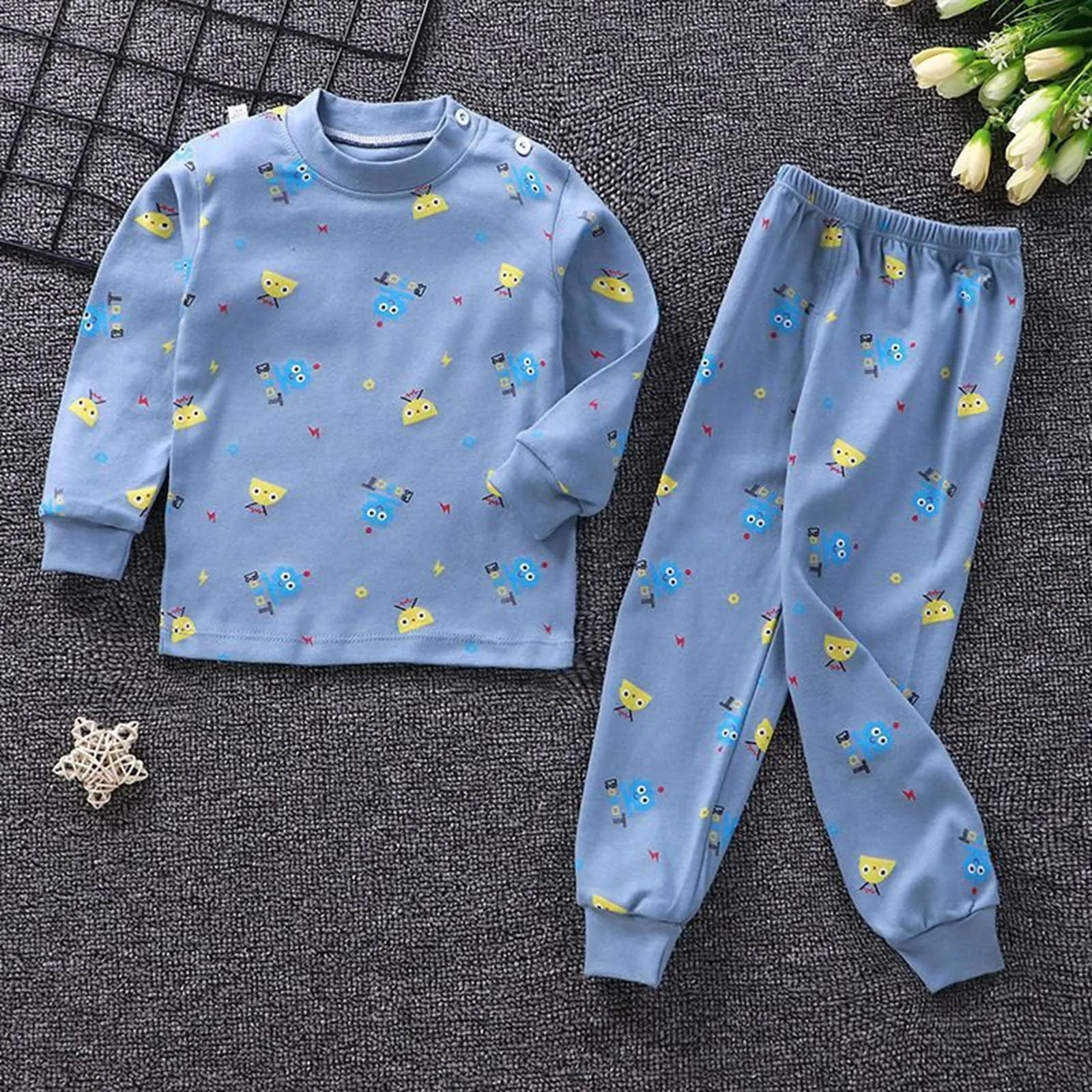 New Cartoon Pajamas For Kids Children Pajamas Sets Boys Long Sleeve Tshirts Set Baby Boy Cotton Clothes Girl Sleepwear Pyjamas