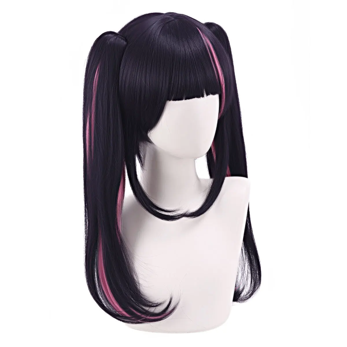 Komazawa Noi Cosplay Wig Chrono Kaguya-hime Black Purple Pink Highlight Long Pigtails Wig with Bangs Halloween Synthetic Hair - view 4