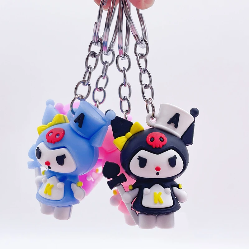 Cartoon Magic Wand Sanrio Keychains Kuromi Dolls Action Figure Model Pendant Car Keyring Backpack Ornament Kid Gifts