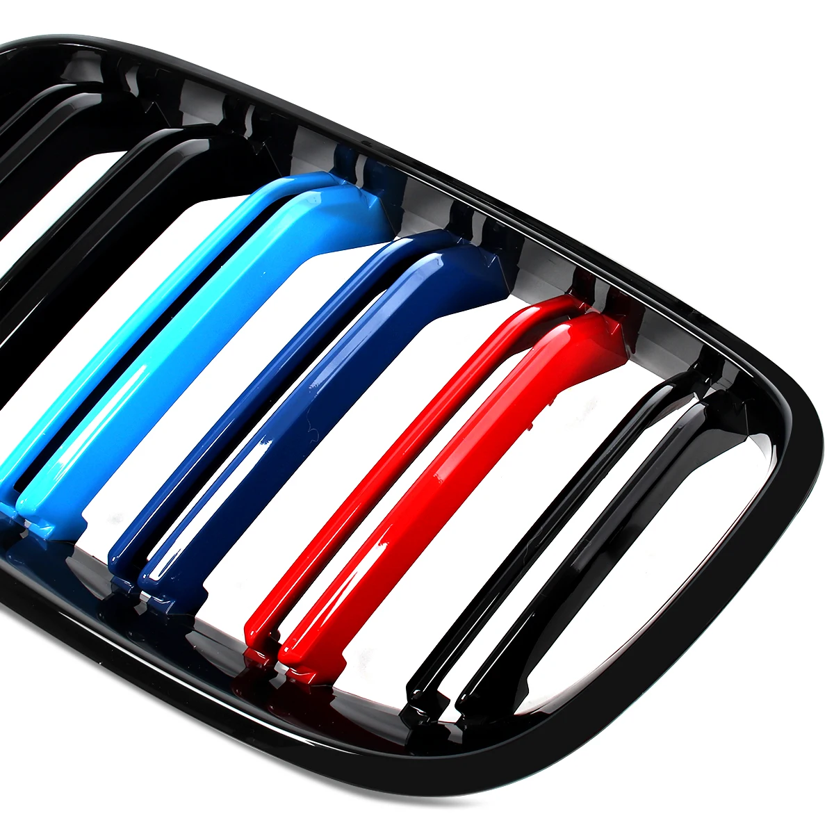 شبكة شواء أمامية سوداء لامعة بلون M شريحة مزدوجة لسيارات BMW X5 X6 E70 E71 2007-13