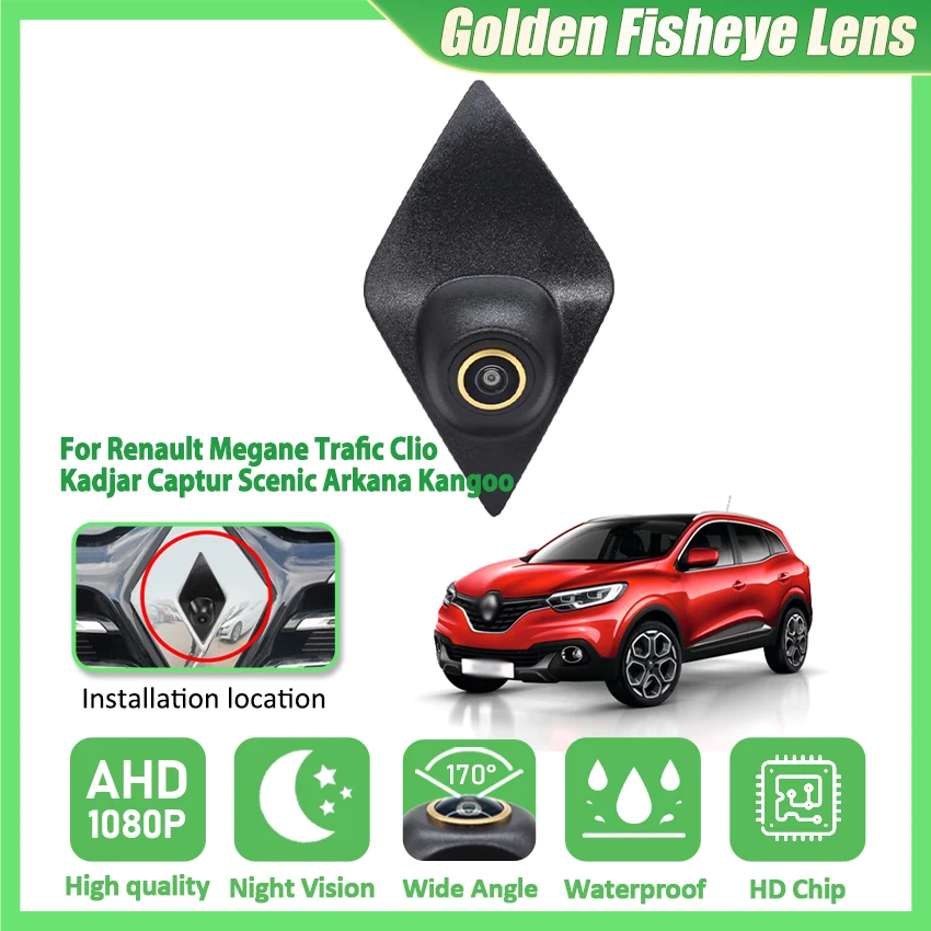 170° Golden Lens AHD 1080P Car Logo Install Front View Camera For Renault Megane Trafic Clio Kadjar Captur Scenic Arkana Kangoo