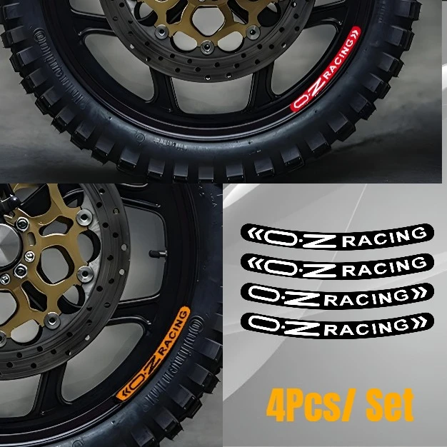 

4Pcs/set Wheel Stickers 17Inch OZ Racing Motorcycle Mags Reflective Decal Rally Racing Hub Spokes on 2 Sides Car Accessories