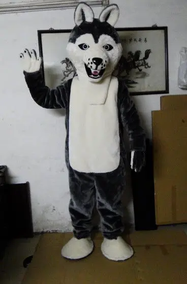 

New Adult Best Sale Cute Gray Wolf Animal Cartoon Mascot Costume Christmas Fancy Dress Halloween Mascot Costume