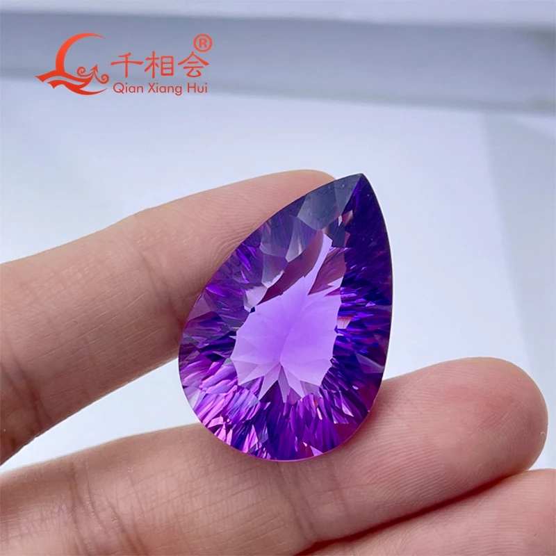 35.89ct to 39.32ct pear shape millennium cutting beautiful Natural Amethyst gemstone loose stone with GRC certificated