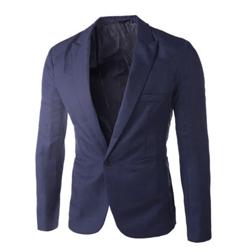 Blazer de botão de trabalho formal masculino, jaqueta casual, casaco justo, tops de negócios