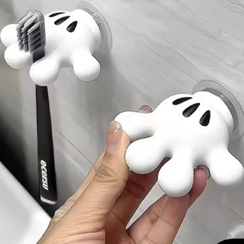 

2026 New Toothbrush Holder Mickey Palm Cute Bathroom Towel Suction Cup Multi-function Hook Traceless Hook Data Cable Winder