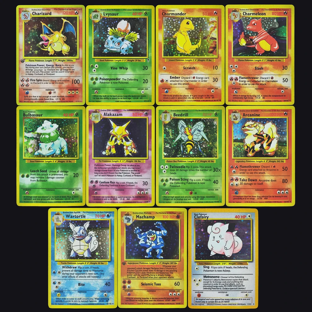 

Английская игра Pokemon 1St Edition Charizard Venusaur Blastoise Holo Game Коллекция коллекционных карточек Игрушка в подарок