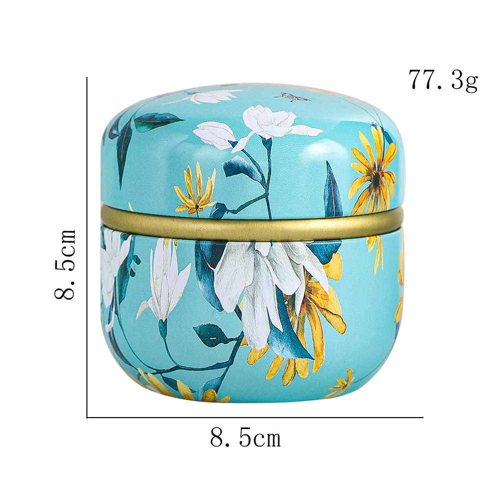 Vintage Floral Tin Candle Jar Multi Functional Tea Canister Storage Box Luxury Home Decor Gift Can for Small Items Organization