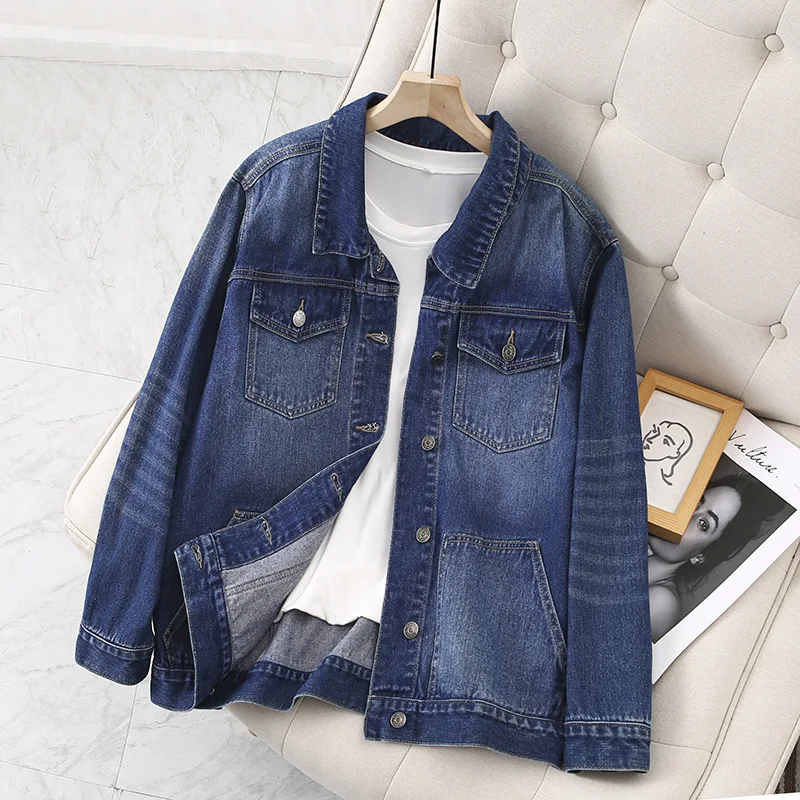 

Vintage Chic Denim Jacket Women's Korean Loose Jean Coats Spring Autumn Big Size Tops Long Sleeve New Outerwear Jaqueta Feminina