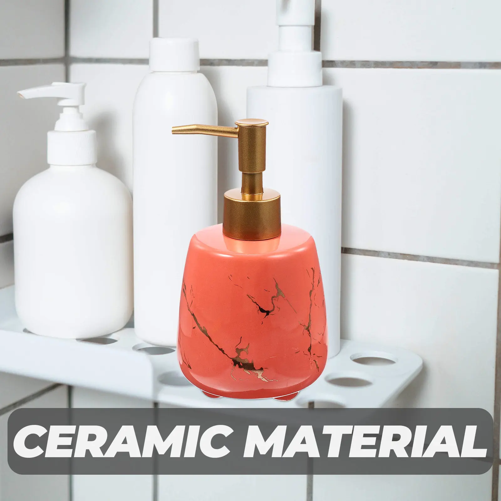 Refillable Ceramic Soap Dispenser with Anti-Rust Pump for Liquid Storage Hand Soap Shampoo Lotion Bottle Household Outdoor