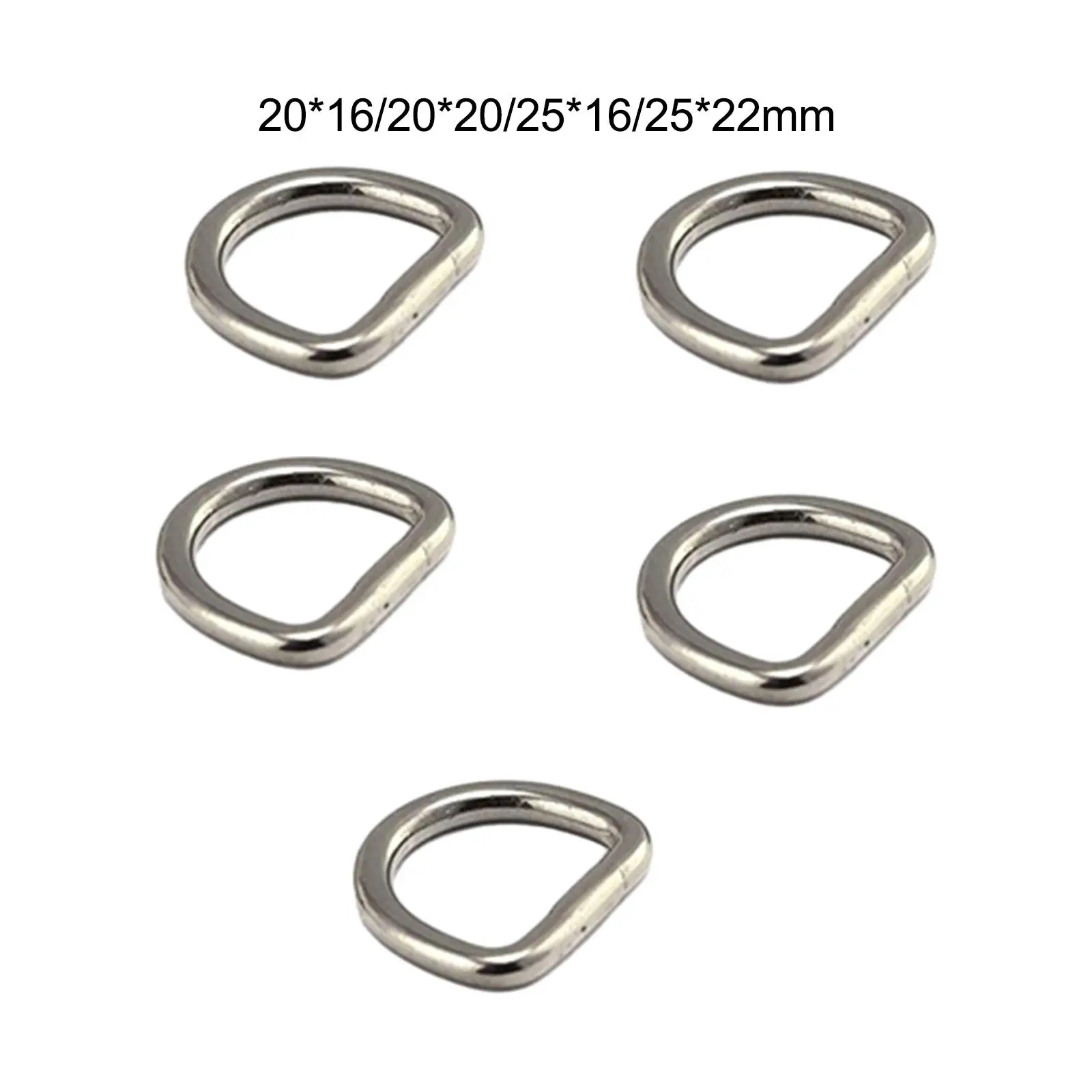 5x D Rings 3mm Thickness Metal D Rings Buckles for Clothing Straps Backpack