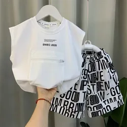 Children Sleeveless Shirt And Shorts 2pcs Outfit Baby Boys Clothes Set New Summer Boutique Clothing Girls Pullover Sport Suit
