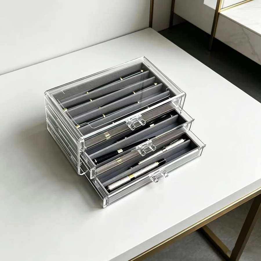 Pen and ballpoint pen storage box, household organizer, premium pen collection box, transparent display and pen showcase box view 3