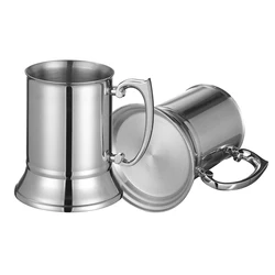 1PCS Tankard Stein Double Wall Stainless Steel Beer Mug Cocktail Breakfast Milk Mugs with Handgrip Coffee Cup 430ml