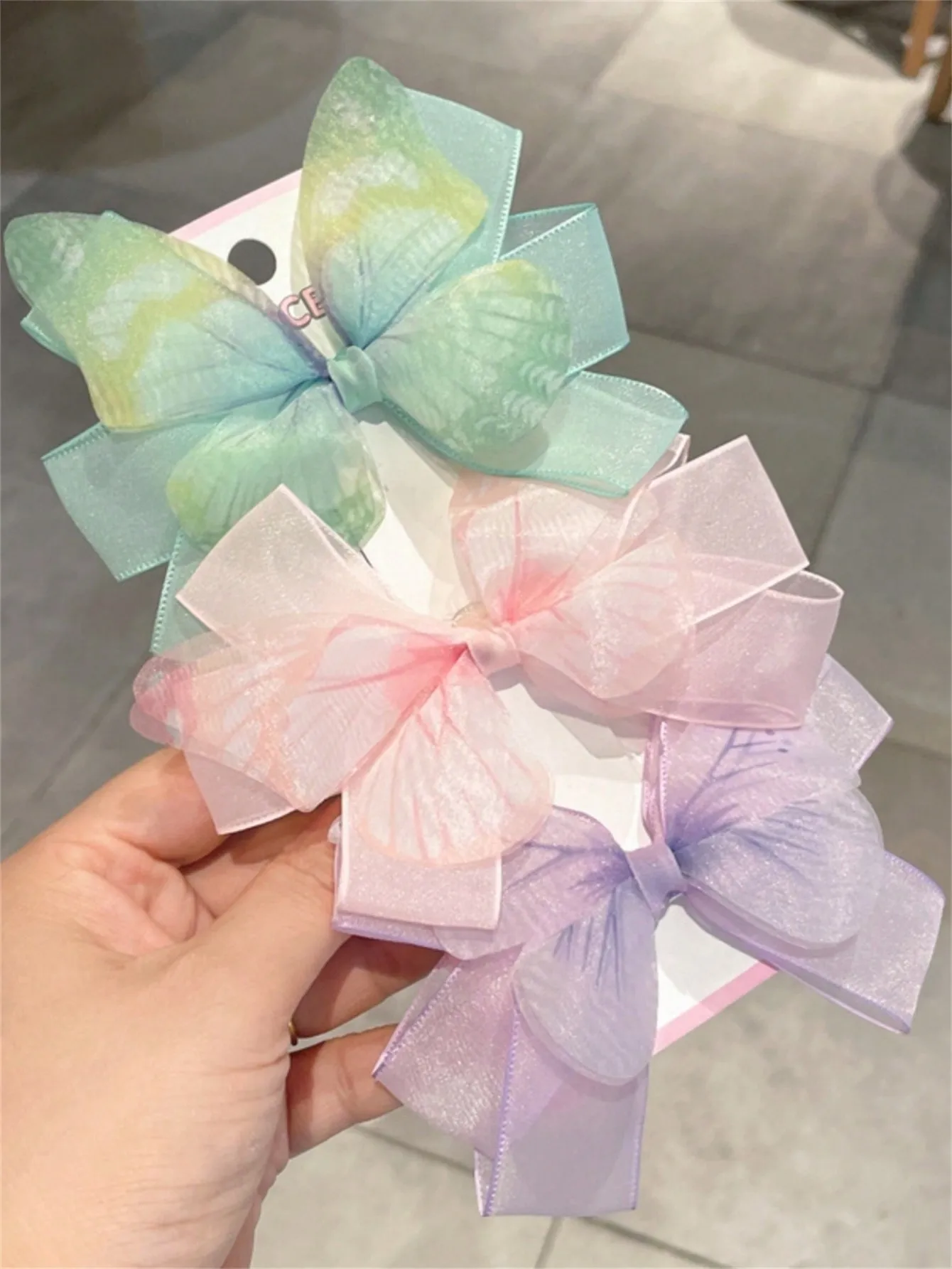 3 women\'s spring new mesh bow sweet back hair clip daily travel All-match headwear hair accessories