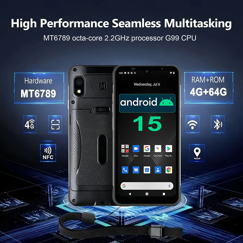 6-Inch Android 15 PDA Handheld Terminal Zebra SE4710 2D Barcode Scanner 4G WiFi GPS NFC IP68 Rugged Warehouse Data Collector