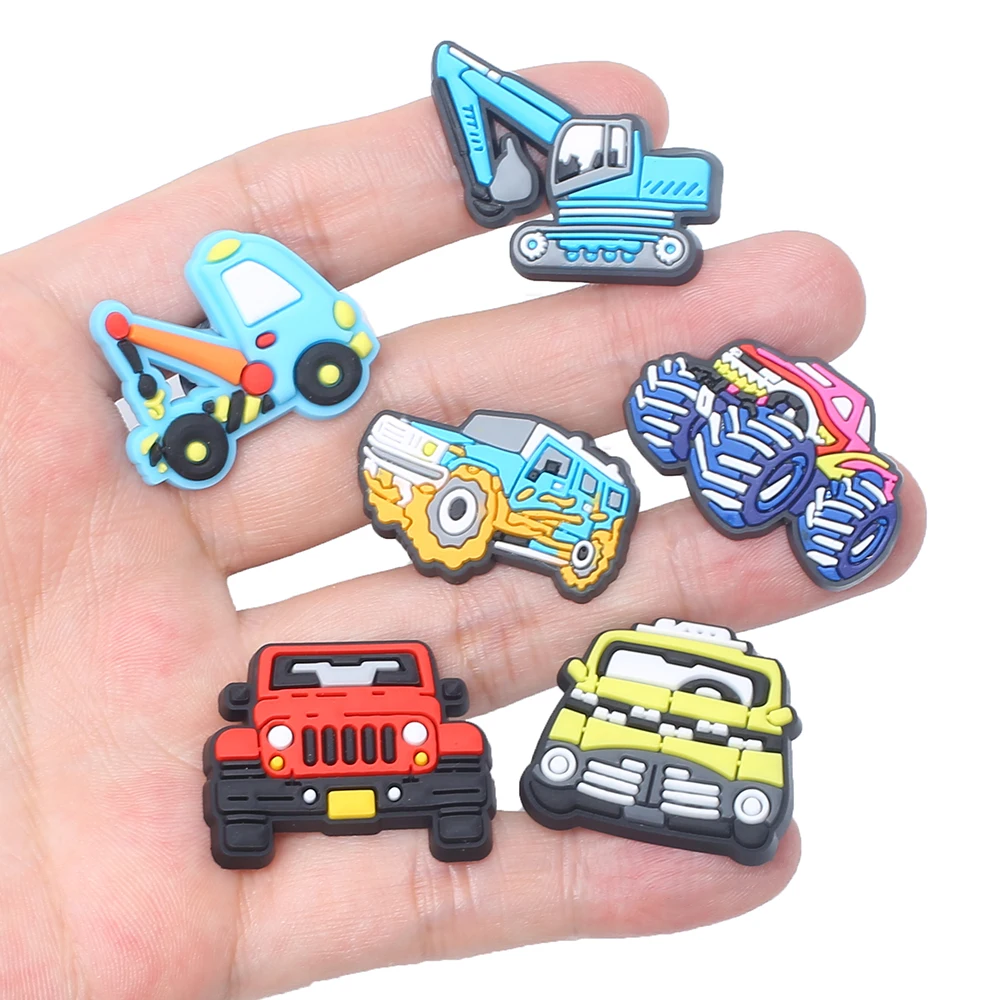 Single Sale 1pcs Car Truck SUV Shoe Charms Accessories Children Shoe Decorations Fit Wristband Classic Clog Kids Party Present