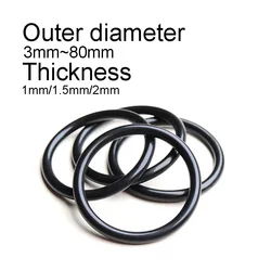 Black Nitrile Rubber O Rings OD3mm~80mm Thickness 1mm/1.5mm/2mm Gasket Sealing Ring O Rings Oil Resistant Seal Ring Gasket