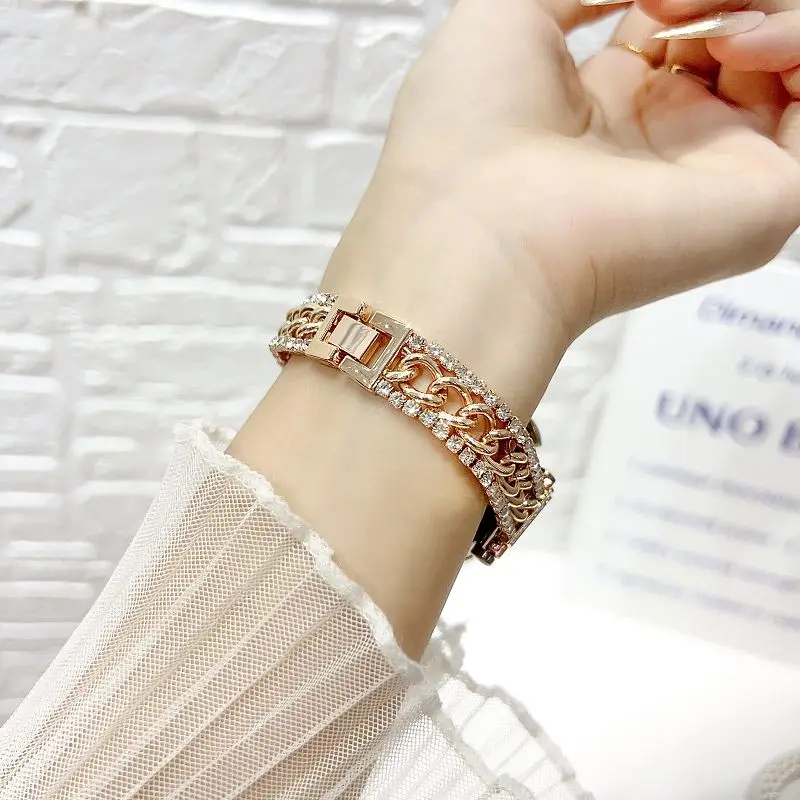 Uniwersalny diamentowy metalowy pasek 18 20 22MM do Huawei Watch GT4 41mm, biżuteria, błyszczący pasek do Huawei GT 5 Gt4 41mm 46mm damski Correa