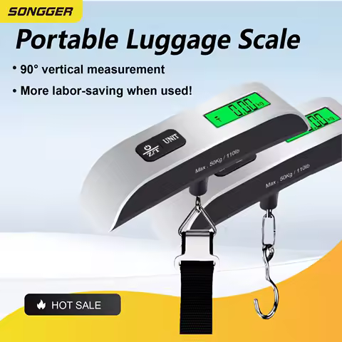Portable Digital Luggage Scale 50KG Hanging Baggage Scale with Hook Backlit Display Travel Handheld Electronic Weighing Tool