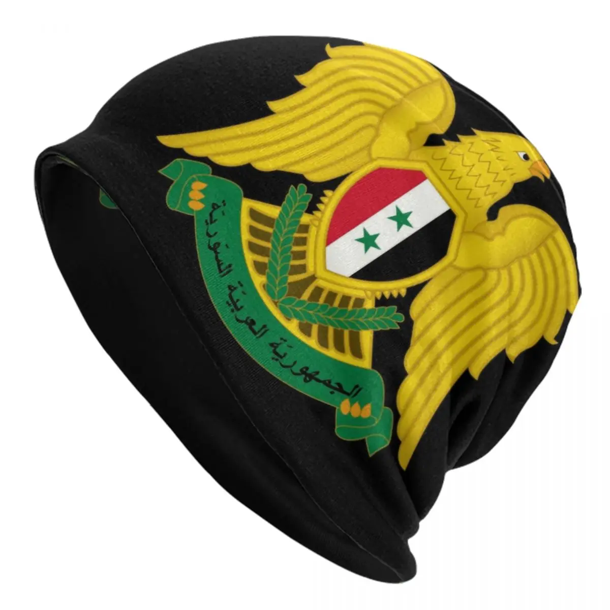 Syria Coat Of Arms Beanie Cap Unisex Winter Warm Bonnet Femme Knit Hats Fashion Outdoor Syrian Flag Skullies Beanies Hats For