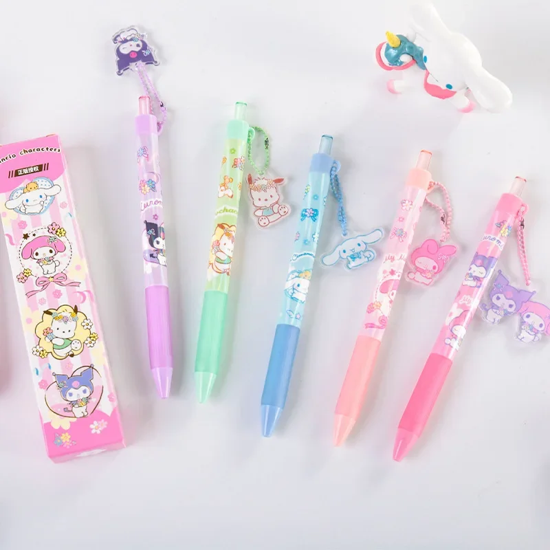 Random 1 Pcs Party Sanrio Cute Stationery Acrylic pendant 0.5mm Cinnamoroll Pochacco kuromi Mymelody Mechanical Gel Ink Pens