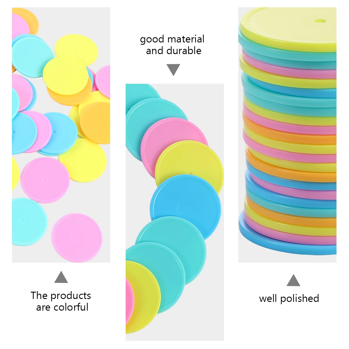 

3 Sets Polystyrene Math Manipulatives Counters Disks Round Chips Wafer Discs Counting School Supplies Bright Colorful