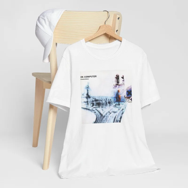 OK Computer T-shirt, Retro Alternative Rock Band T-shirt for Women, Suitable for All Seasons, Unisex Retro T-shirt