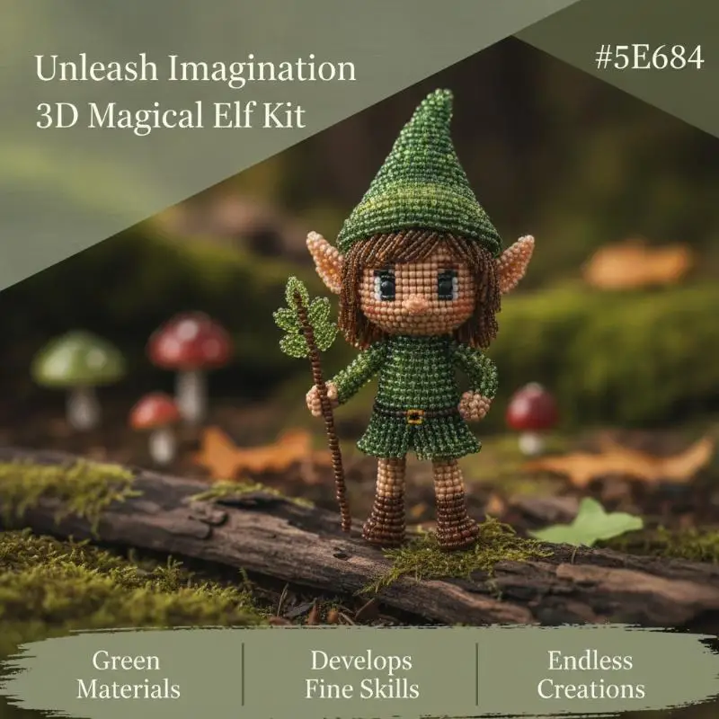 3D Beaded Forest Elf DIY Making Kit Educational Handmade Craft Set for Kids Home Crafting Parent Child Bonding Birthday Gift
