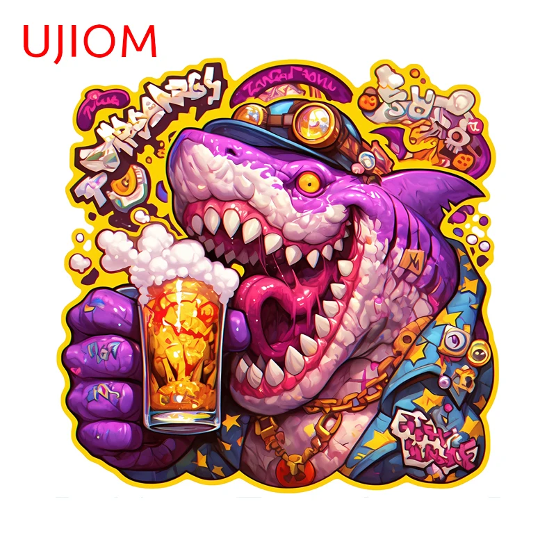 UJIOM Cool Shark Tattoo Graffiti Wall Stickers Enchanting Fashionable Eye Catching Sunscreen Vinyl Decals Sofa Wall Decor