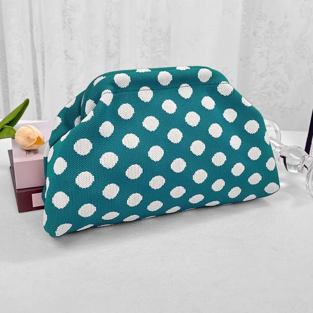Casual Polka Dot Clutch Bag Portable Large Capacity Cosmetic Bag Colorblock Handbag Women