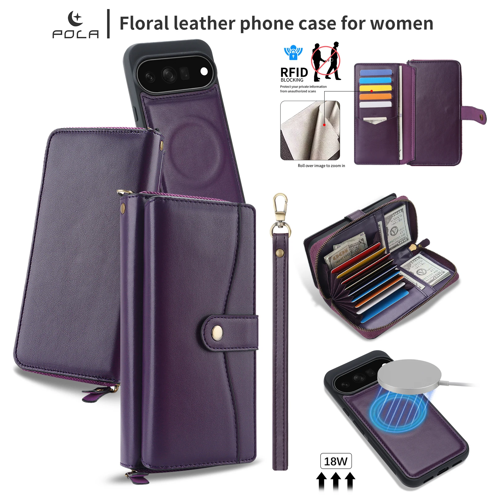Luxury Leather Multifunctional Mobile Wallet for Google Pixel 10 11 pro XL Multi-Slot Zipper Phone Bag Protective Cover