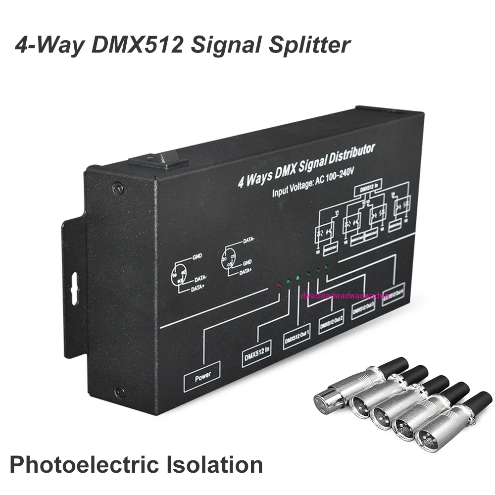 

4-канальный разветвитель сигнала DMX512, 4-полосный оптоэлектронный усилитель сигнала изоляции для сценического освещения