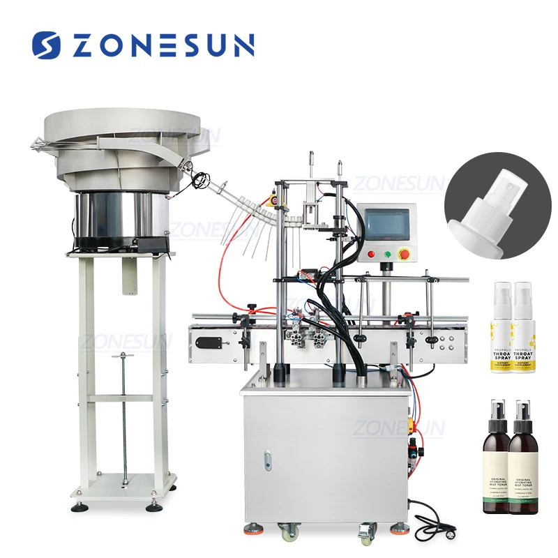 ZS-XG446S Automatic Cap Feeder Cleaner Liquid Detergent Toner Facial Mist Spray Bottle Caps Feeding Machine